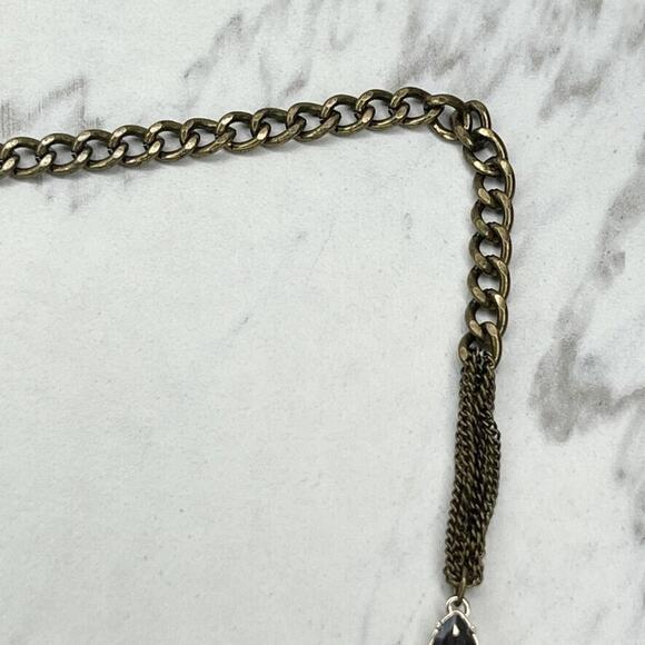 Ann Taylor Loft Rhinestone Silver and Gold Tone Long Chain Link Necklace - Picture 4 of 12